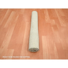 Load image into Gallery viewer, 2&#39;x3&#39; Photon White, Plain Line Design, Silk With Oxidized Wool, Hand Knotted, Textured Pile, Sample, Mat, Oriental Rug FWR453966