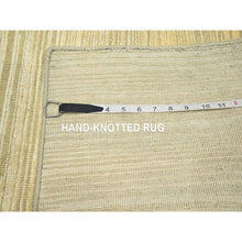 Load image into Gallery viewer, 2&#39;x3&#39; Beige With Warm Tones, Plain Line Design, Textured Pile, Silk With Oxidized Wool, Hand Knotted, Sample, Mat, Oriental Rug FWR453972