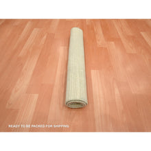 Load image into Gallery viewer, 2&#39;x3&#39; Beige With Warm Tones, Plain Line Design, Textured Pile, Silk With Oxidized Wool, Hand Knotted, Sample, Mat, Oriental Rug FWR453972