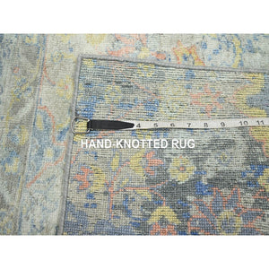 2'1"x2'10" Pastel Gray, Colorful Oushak With All Over Design, Oxidized Wool And Pure Silk, Hand Knotted, Sample, Mat, Oriental Rug FWR453984