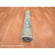 Load image into Gallery viewer, 2&#39;1&quot;x2&#39;10&quot; Pastel Gray, Colorful Oushak With All Over Design, Oxidized Wool And Pure Silk, Hand Knotted, Sample, Mat, Oriental Rug FWR453984