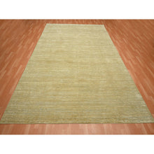 Load image into Gallery viewer, 9&#39;x12&#39;3&quot; Khaki Brown, Plain Solid Design, Silk With Textured Wool, Hand Knotted, Oriental Rug FWR454026