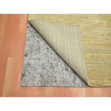 Load image into Gallery viewer, 9&#39;x12&#39;3&quot; Khaki Brown, Plain Solid Design, Silk With Textured Wool, Hand Knotted, Oriental Rug FWR454026
