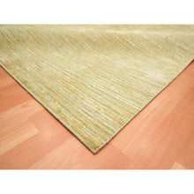Load image into Gallery viewer, 9&#39;x12&#39;3&quot; Khaki Brown, Plain Solid Design, Silk With Textured Wool, Hand Knotted, Oriental Rug FWR454026
