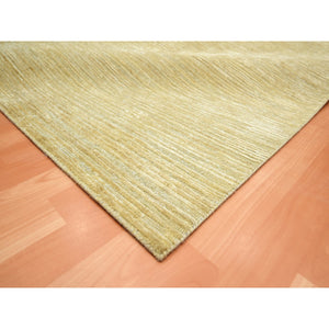 9'x12'3" Khaki Brown, Plain Solid Design, Silk With Textured Wool, Hand Knotted, Oriental Rug FWR454026