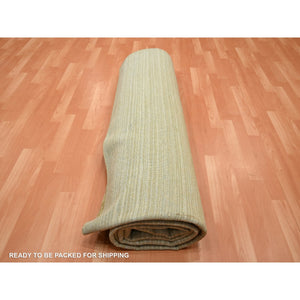 9'x12'3" Khaki Brown, Plain Solid Design, Silk With Textured Wool, Hand Knotted, Oriental Rug FWR454026