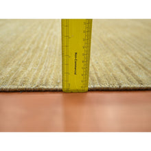 Load image into Gallery viewer, 9&#39;x12&#39;3&quot; Khaki Brown, Plain Solid Design, Silk With Textured Wool, Hand Knotted, Oriental Rug FWR454026