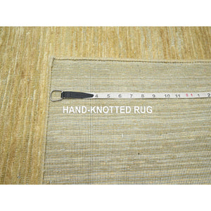 9'x12'3" Khaki Brown, Plain Solid Design, Silk With Textured Wool, Hand Knotted, Oriental Rug FWR454026