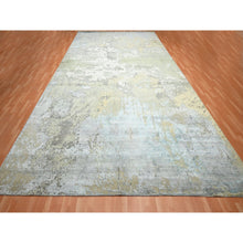 Load image into Gallery viewer, 11&#39;10&quot;x18&#39;5&quot; Shades of Gray, Wool and Real Silk, Galaxy Design with Soft Colors, Hand Knotted, XL, Oversized, Oriental Rug FWR454032