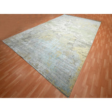 Load image into Gallery viewer, 11&#39;10&quot;x18&#39;5&quot; Shades of Gray, Wool and Real Silk, Galaxy Design with Soft Colors, Hand Knotted, XL, Oversized, Oriental Rug FWR454032