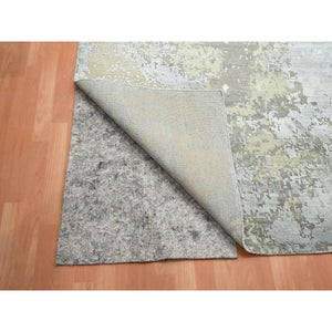 11'10"x18'5" Shades of Gray, Wool and Real Silk, Galaxy Design with Soft Colors, Hand Knotted, XL, Oversized, Oriental Rug FWR454032