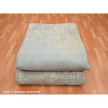 Load image into Gallery viewer, 11&#39;10&quot;x18&#39;5&quot; Shades of Gray, Wool and Real Silk, Galaxy Design with Soft Colors, Hand Knotted, XL, Oversized, Oriental Rug FWR454032