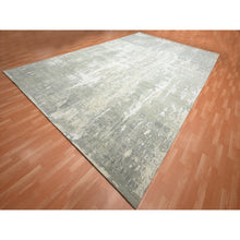 Load image into Gallery viewer, 12&#39;x18&#39; Pastel Gray, Modern Abstract Design with Soft Colors, Wool and Pure Silk, Hand Knotted, XL, Oversized, Oriental Rug FWR454038