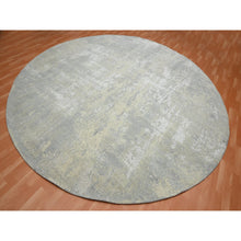 Load image into Gallery viewer, 11&#39;10&quot;x11&#39;10&quot; Light Gray, Modern Abstract Design with Soft Colors, Wool and Pure Silk, Hand Knotted, Round, Oriental Rug FWR454050