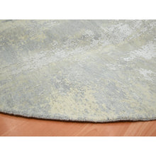 Load image into Gallery viewer, 11&#39;10&quot;x11&#39;10&quot; Light Gray, Modern Abstract Design with Soft Colors, Wool and Pure Silk, Hand Knotted, Round, Oriental Rug FWR454050