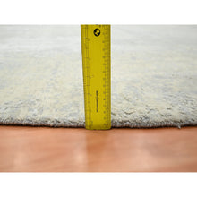 Load image into Gallery viewer, 11&#39;10&quot;x11&#39;10&quot; Light Gray, Modern Abstract Design with Soft Colors, Wool and Pure Silk, Hand Knotted, Round, Oriental Rug FWR454050