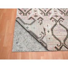 Load image into Gallery viewer, 10&#39;x14&#39;2&quot; Rose Pink, Ikat Design With Geometric Pattern, Wool And Silk, Hand Knotted, Oriental Rug FWR454056