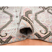 Load image into Gallery viewer, 10&#39;x14&#39;2&quot; Rose Pink, Ikat Design With Geometric Pattern, Wool And Silk, Hand Knotted, Oriental Rug FWR454056