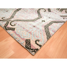 Load image into Gallery viewer, 10&#39;x14&#39;2&quot; Rose Pink, Ikat Design With Geometric Pattern, Wool And Silk, Hand Knotted, Oriental Rug FWR454056
