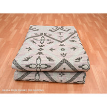 Load image into Gallery viewer, 10&#39;x14&#39;2&quot; Rose Pink, Ikat Design With Geometric Pattern, Wool And Silk, Hand Knotted, Oriental Rug FWR454056