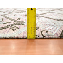 Load image into Gallery viewer, 10&#39;x14&#39;2&quot; Rose Pink, Ikat Design With Geometric Pattern, Wool And Silk, Hand Knotted, Oriental Rug FWR454056
