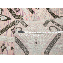 Load image into Gallery viewer, 10&#39;x14&#39;2&quot; Rose Pink, Ikat Design With Geometric Pattern, Wool And Silk, Hand Knotted, Oriental Rug FWR454056