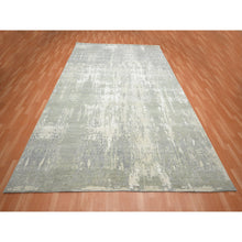 Load image into Gallery viewer, 9&#39;x12&#39; Misty Gray, Modern Abstract Design with Soft Colors, Wool and Pure Silk, Hand Knotted, Oriental Rug FWR454068