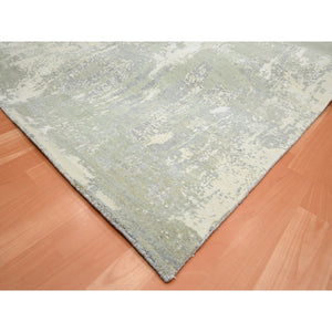9'x12' Misty Gray, Modern Abstract Design with Soft Colors, Wool and Pure Silk, Hand Knotted, Oriental Rug FWR454068