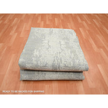Load image into Gallery viewer, 9&#39;x12&#39; Misty Gray, Modern Abstract Design with Soft Colors, Wool and Pure Silk, Hand Knotted, Oriental Rug FWR454068