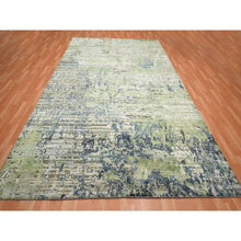 Load image into Gallery viewer, 8&#39;9&quot;x12&#39; Olive Green, Modern Abstract Design, Real Silk with Oxidized Wool, Hand Knotted, Oriental Rug FWR454074