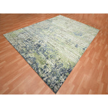 Load image into Gallery viewer, 8&#39;9&quot;x12&#39; Olive Green, Modern Abstract Design, Real Silk with Oxidized Wool, Hand Knotted, Oriental Rug FWR454074