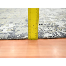 Load image into Gallery viewer, 9&#39;x12&#39;2&quot; Charcoal Gray with Black, Broken and Erased Persian Design, Wool and Real Silk, Hand Knotted, Oriental Rug FWR454080