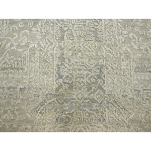 10'x10' Oyster White, Jewelry Design, Wool and Silk, Hand Knotted, Round, Oriental Rug FWR454086