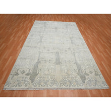 Load image into Gallery viewer, 8&#39;1&quot;x10&#39;1&quot; Oyster White, Jewelry Design, Hand Knotted, Wool and Silk, Densely Woven, Oriental Rug FWR454098