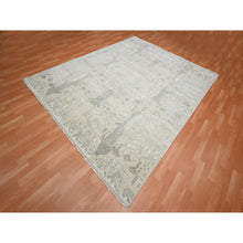 Load image into Gallery viewer, 8&#39;1&quot;x10&#39;1&quot; Oyster White, Jewelry Design, Hand Knotted, Wool and Silk, Densely Woven, Oriental Rug FWR454098