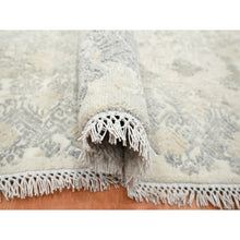Load image into Gallery viewer, 8&#39;1&quot;x10&#39;1&quot; Oyster White, Jewelry Design, Hand Knotted, Wool and Silk, Densely Woven, Oriental Rug FWR454098