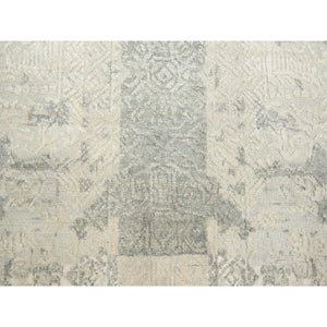 8'1"x10'1" Oyster White, Jewelry Design, Hand Knotted, Wool and Silk, Densely Woven, Oriental Rug FWR454098