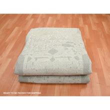 Load image into Gallery viewer, 8&#39;1&quot;x10&#39;1&quot; Oyster White, Jewelry Design, Hand Knotted, Wool And Silk, Densely Woven, Oriental Rug FWR454098