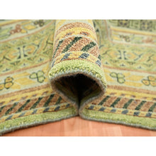 Load image into Gallery viewer, 9&#39;x12&#39;1&quot; Shades Of Green, Khotan Design, 100% Wool, Shaved Low, Hand Knotted, Densely Woven, Oriental Rug FWR454104