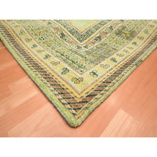Load image into Gallery viewer, 9&#39;x12&#39;1&quot; Shades Of Green, Khotan Design, 100% Wool, Shaved Low, Hand Knotted, Densely Woven, Oriental Rug FWR454104