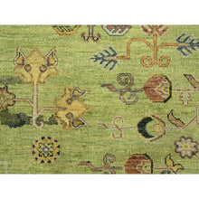 Load image into Gallery viewer, 9&#39;x12&#39;1&quot; Shades Of Green, Khotan Design, 100% Wool, Shaved Low, Hand Knotted, Densely Woven, Oriental Rug FWR454104