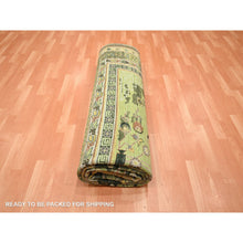 Load image into Gallery viewer, 9&#39;x12&#39;1&quot; Shades Of Green, Khotan Design, 100% Wool, Shaved Low, Hand Knotted, Densely Woven, Oriental Rug FWR454104