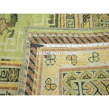 Load image into Gallery viewer, 9&#39;x12&#39;1&quot; Shades Of Green, Khotan Design, 100% Wool, Shaved Low, Hand Knotted, Densely Woven, Oriental Rug FWR454104