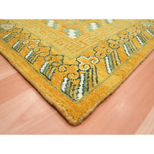 Load image into Gallery viewer, 9&#39;x12&#39;4&quot; Golden Yellow, Khotan Design, Hand Knotted, 100% Wool, Shaved Low, Densely Woven, Oriental Rug FWR454110