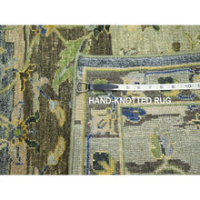Load image into Gallery viewer, 2&#39;7&quot;x10&#39;5&quot; Swamp Green, Broken and Erased Persian Inspired with Birds Design, Distinct Abrash, Shaved Low, Hand Knotted, Pure Wool, Runner, Oriental Rug FWR454128