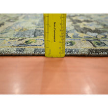 Load image into Gallery viewer, 2&#39;1&quot;x3&#39;6&quot; Olive Green, Broken And Erased Persian Inspired With Birds Design, Shaved Low, Distinct Abrash, Hand Knotted, Pure Wool, Sample, Mat, Oriental Rug FWR454134
