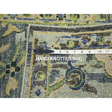 Load image into Gallery viewer, 2&#39;1&quot;x3&#39;6&quot; Olive Green, Broken And Erased Persian Inspired With Birds Design, Shaved Low, Distinct Abrash, Hand Knotted, Pure Wool, Sample, Mat, Oriental Rug FWR454134