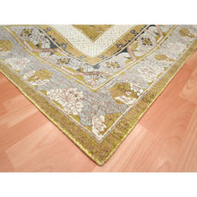 Load image into Gallery viewer, 9&#39;1&quot;x12&#39;1&quot; Golden Yellow, Pinecone Design, 100% Wool, Hand Knotted, Shaved Low, Densely Woven, Oriental Rug FWR454152