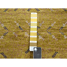 Load image into Gallery viewer, 9&#39;1&quot;x12&#39;1&quot; Golden Yellow, Pinecone Design, 100% Wool, Hand Knotted, Shaved Low, Densely Woven, Oriental Rug FWR454152
