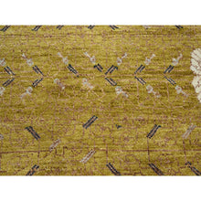 Load image into Gallery viewer, 9&#39;1&quot;x12&#39;1&quot; Golden Yellow, Pinecone Design, 100% Wool, Hand Knotted, Shaved Low, Densely Woven, Oriental Rug FWR454152